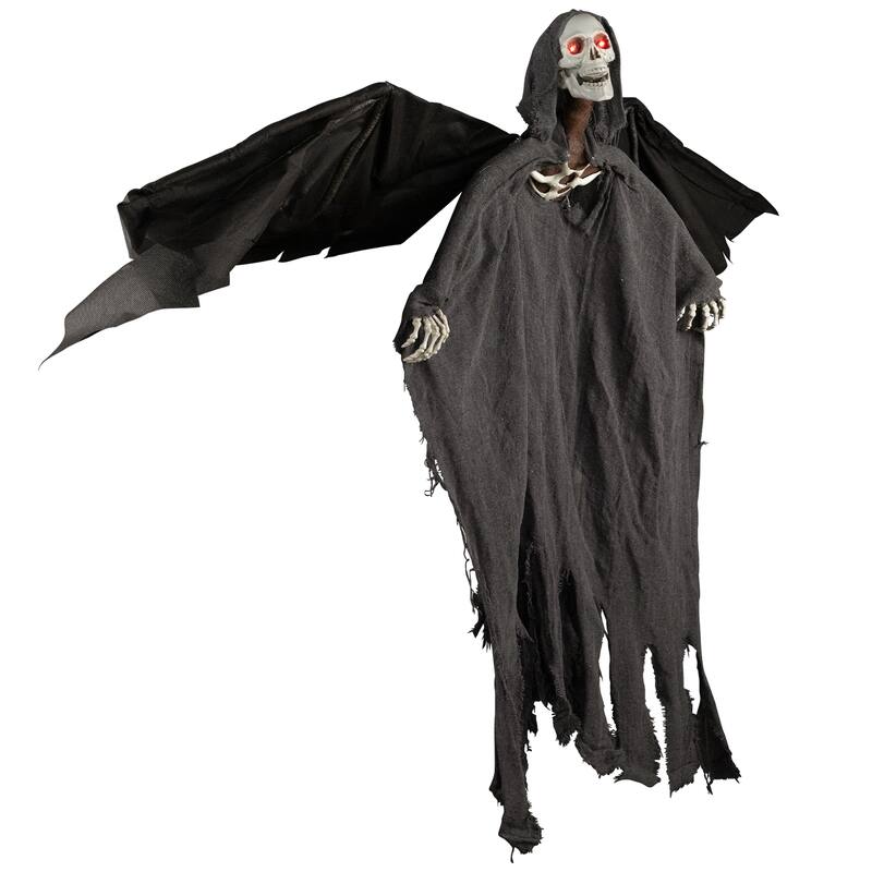 LED Lighted Animated Winged Grim Reaper Halloween Decoration - 50"