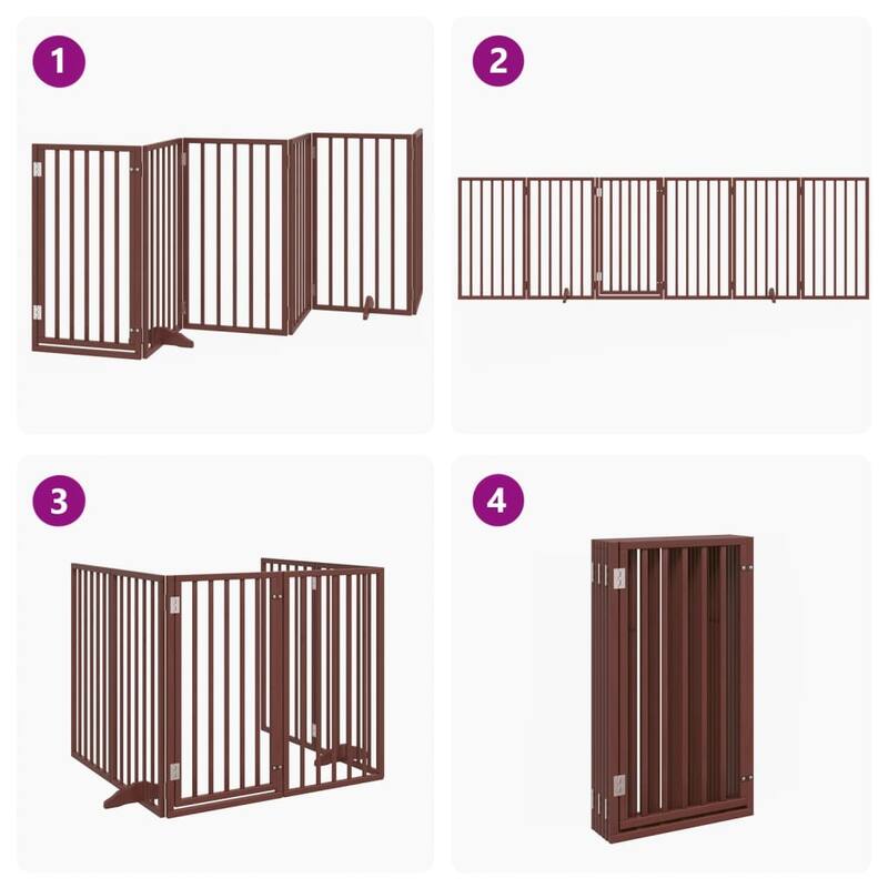 vidaXL Dog Gate Set of 2 Brown Solid Poplar wood 63 in long Foldable