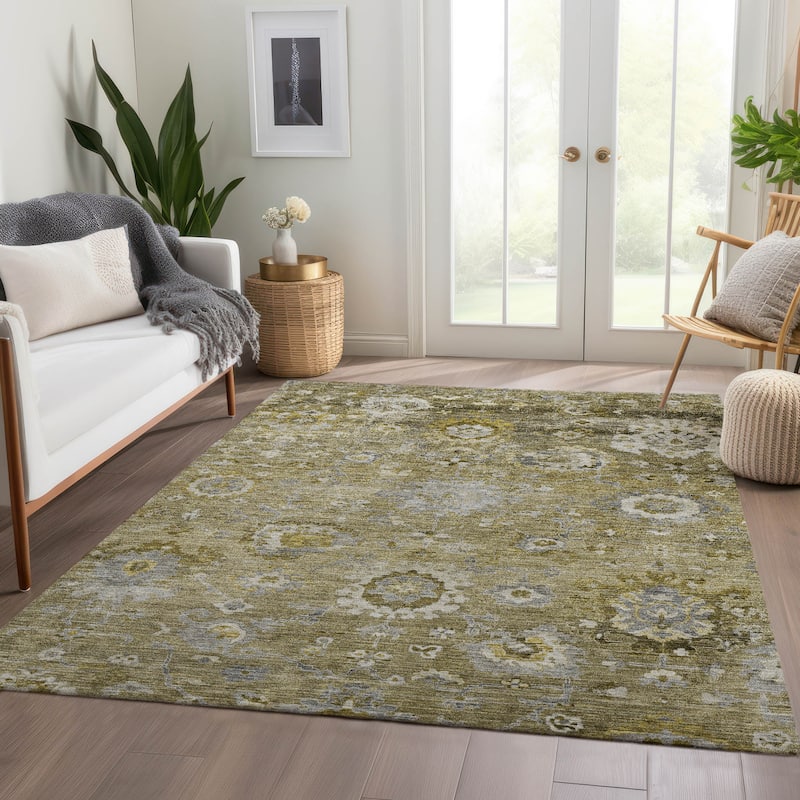 Machine Washable Indoor/ Outdoor Vintage Traditional Chantille Rug