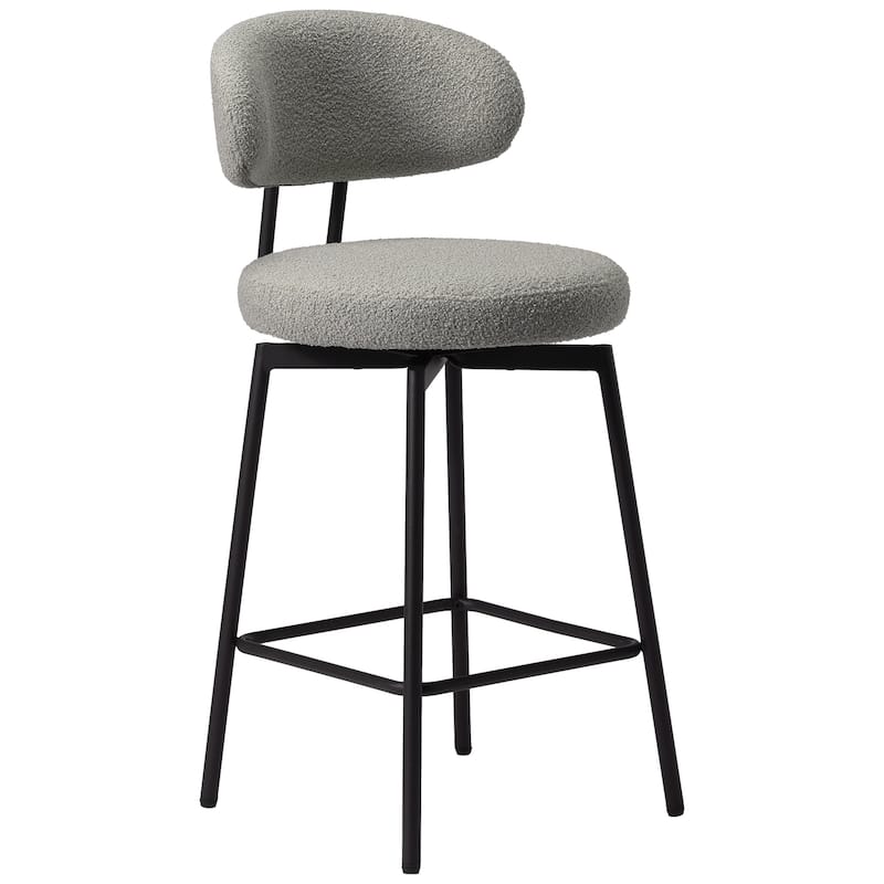 Bayville 27 Inch Faux Shearling Fabric Upholstered Swivel Counter Stool (Set of 2)