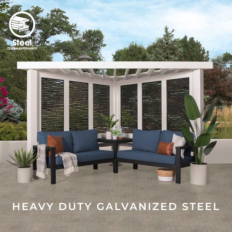 Backyard Discovery Ridgedale 12x8 Steel Cabana Corner Pergola, Seating