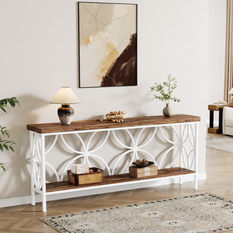 70.9" Modern Sofa Console Table with Storage Shelves for Entryway