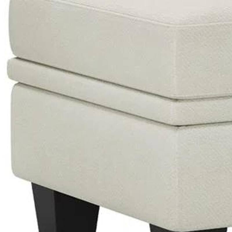 HomeRoots 46" Beige and Black Chenille Storage Ottoman