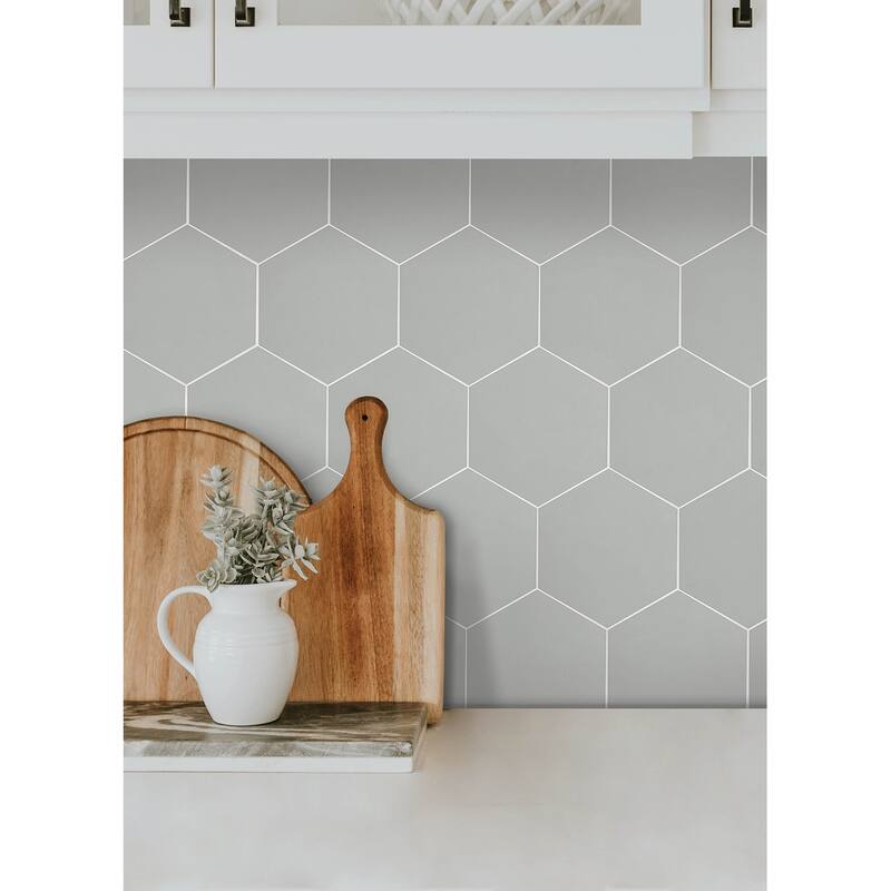 Hexagon Grey Peel and Stick Luxury Wall Tiles