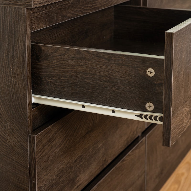 45"W Retro Dresser Cabinet with 6 Drawers