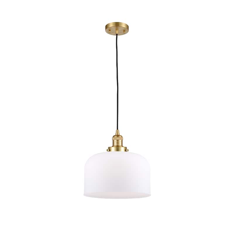 Innovations Lighting Franklin Restoration Bell - 1 Light 12" Cord Hung Mini Pendant - Satin Gold/Matte White
