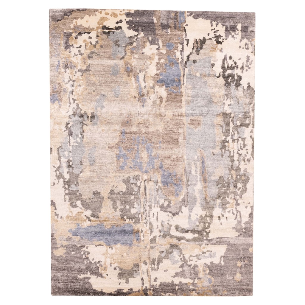ECARPETGALLERY Hand-knotted Legacy Grey Silk Rug - 5'8 x 7'11