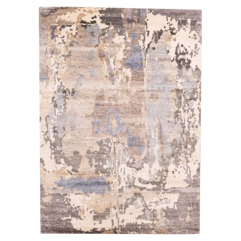 ECARPETGALLERY Hand-knotted Legacy Grey Silk Rug - 5'8 x 7'11