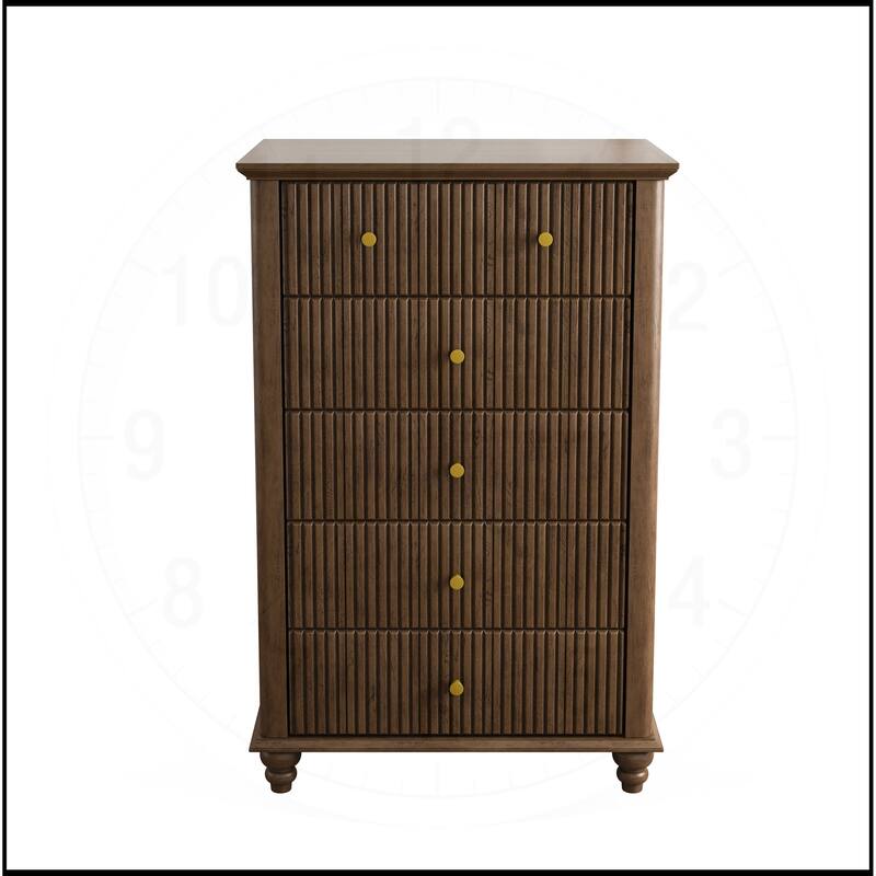 45 Inch Tall Fluted 5 Drawer Dresser