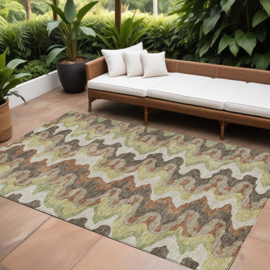 HomeRoots Abstract Transitional Rectangle Outdoor Rug