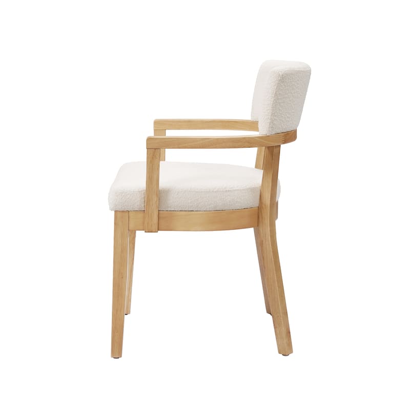 Christopher Knight Home - Mid-Century Modern Boucle Upholstered Dining Chair Set with Wood Frame - Set of 2