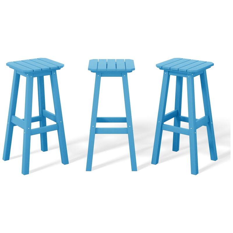 Laguna Hdpe All Weather Outdoor Patio 29" Square Bar Stool (Set Of 3)