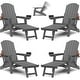 preview thumbnail 9 of 78, WINSOON All Weather HIPS Folding Adirondack Chair with Ottoman, 5-Gear Adjustable Backrest and Retractable Ottoman Set of 4 Grey x4