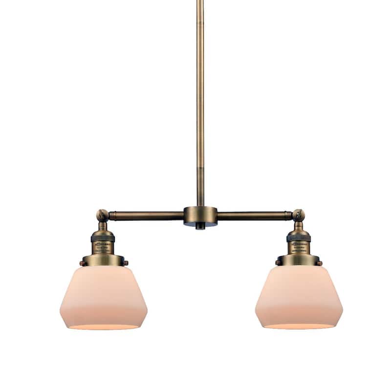 Innovations Lighting Fulton 2 Light 21" Wide Linear Chandelier - Brushed Brass / Matte White Cased