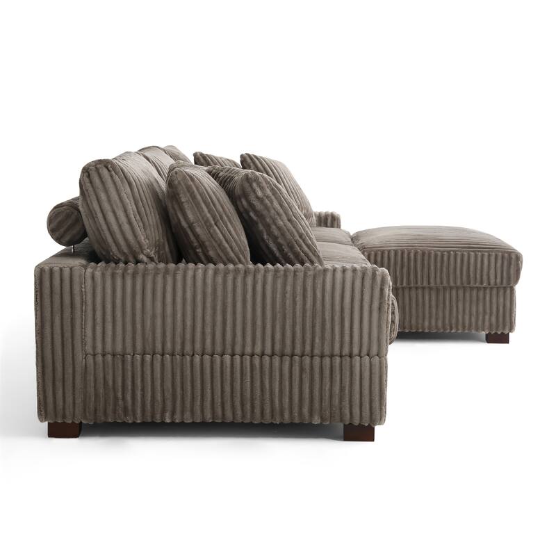 118.3" W Upholstered Sectional Modular Sofa with Ottoman