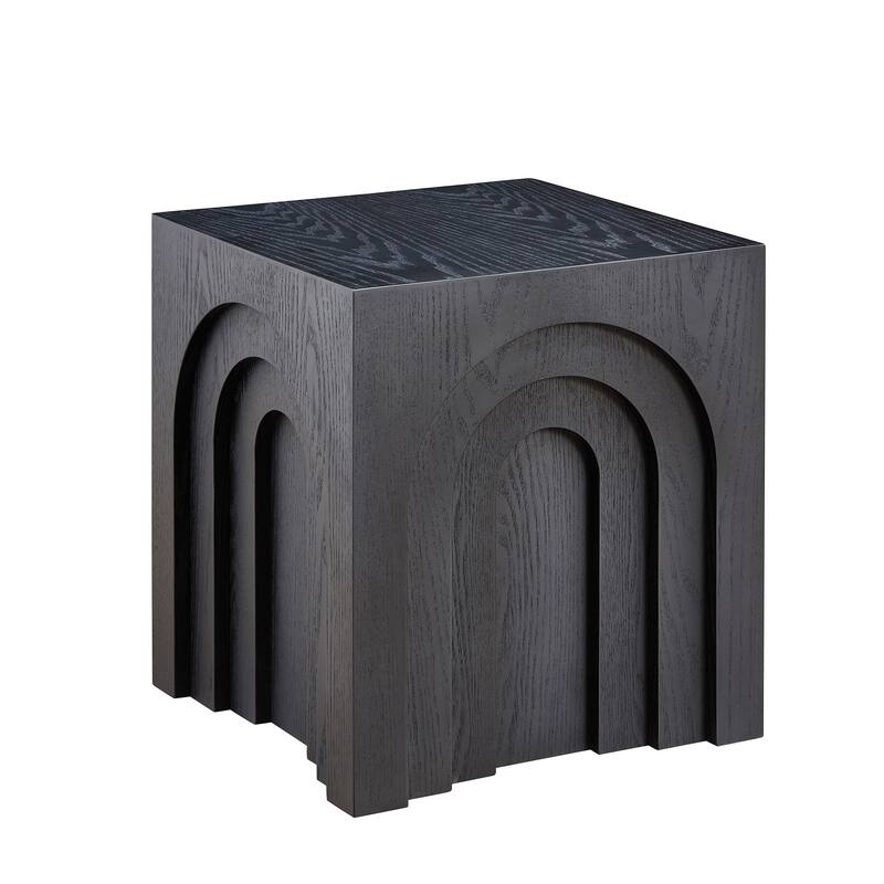 Modern Square Wood Side Table, Decorative Accent Table for Small Space
