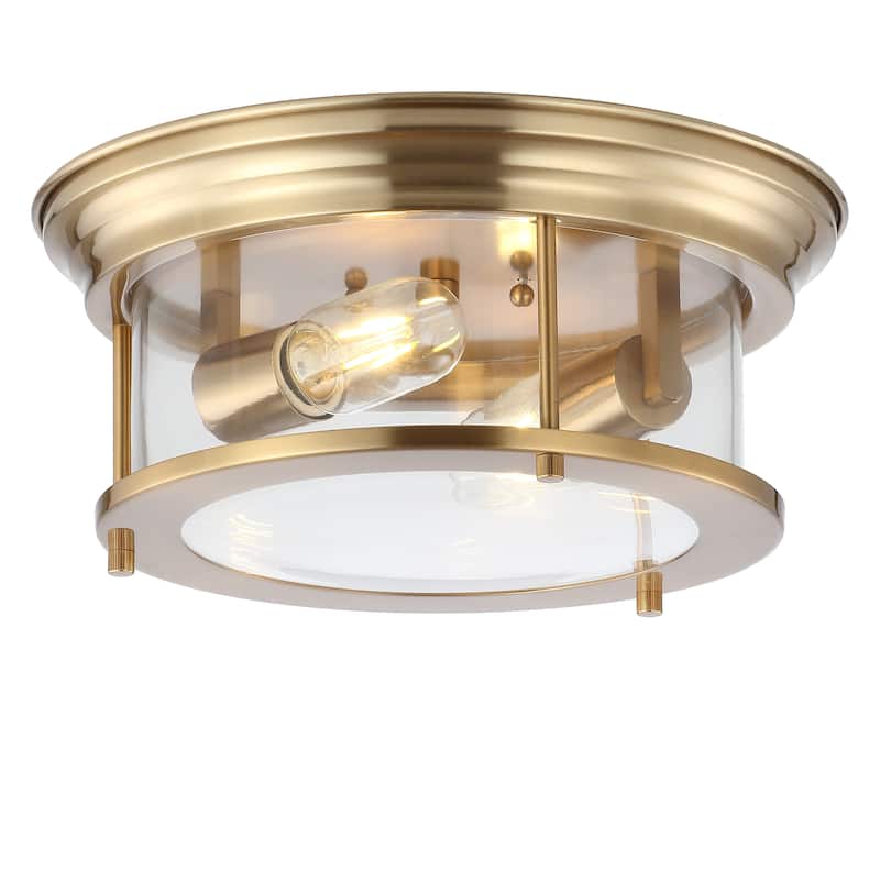Henry 13.25" Metal/Glass LED Flush Mount, by JONATHAN Y