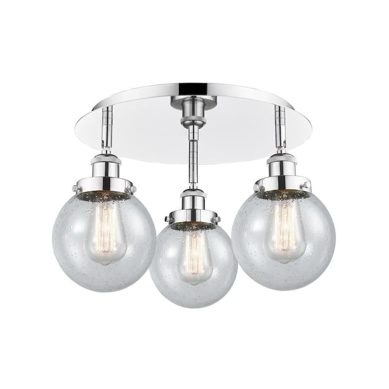 Innovations Lighting Beacon - 3 Light 18" Flush Mount - Polished Chrome/Seedy