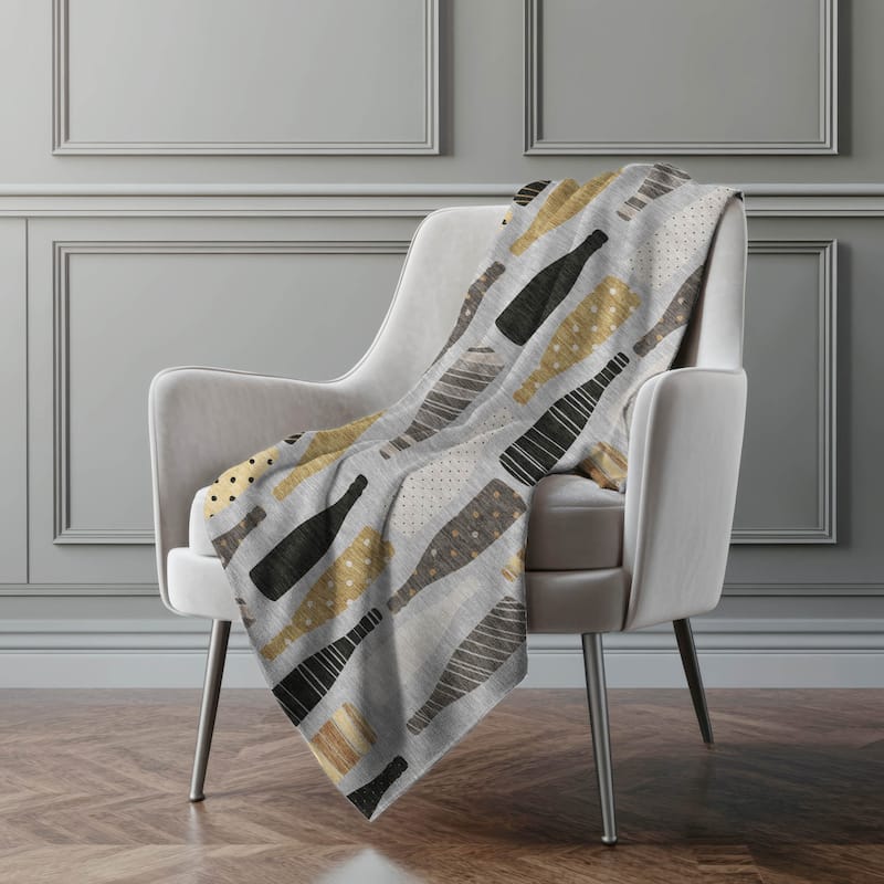 Premium Machine Washable ASB167 Wine Bottle Sherpa Throw Blanket