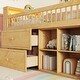 preview thumbnail 4 of 20, Wooden Loft Bed with Hanging Rod, LED, Bookshelf, Stairs, Storage Drawers and Shelves, Twin Size