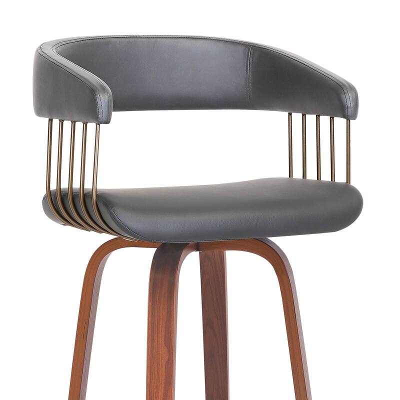 Topanga Modern Swivel Bar Stool, Upholstered Counter Height Chair with Bentwood Legs