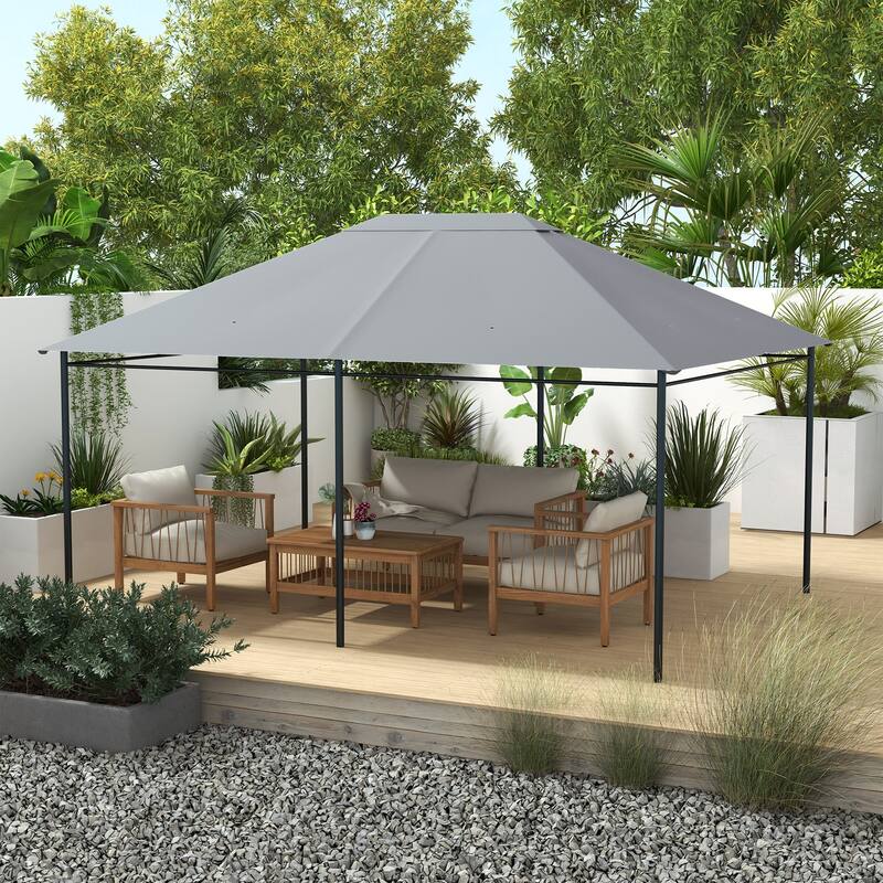 Outsunny 10' x 13' Gazebo Canopy Replacement, Patio Gazebo Roof with Top Vents for 84C-116 - Light Grey