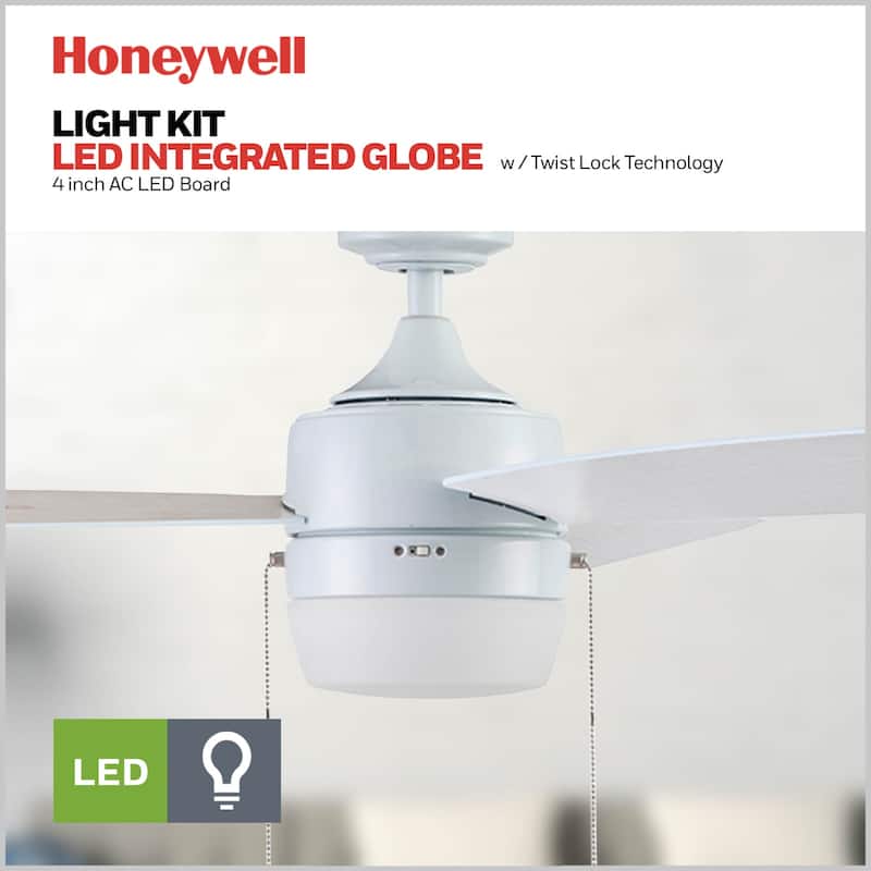 44" Honeywell Barcadero Matte Black Contemporary Indoor LED Ceiling Fan with Light, Pull Chain
