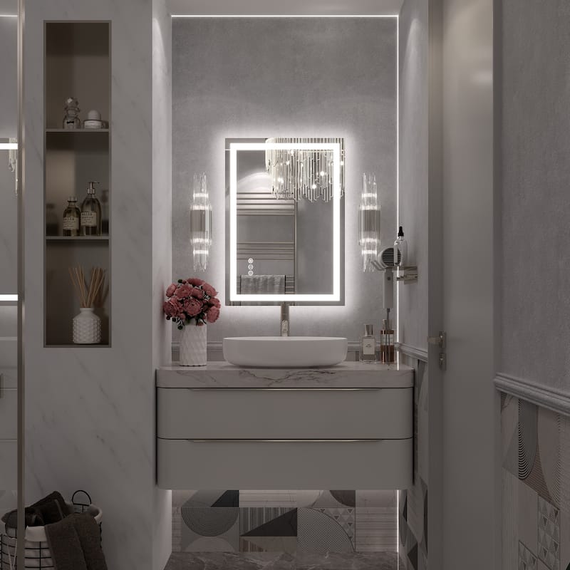 Large LED Bathroom Mirror with UL Listed, Front and Backlit, Anti-Fog