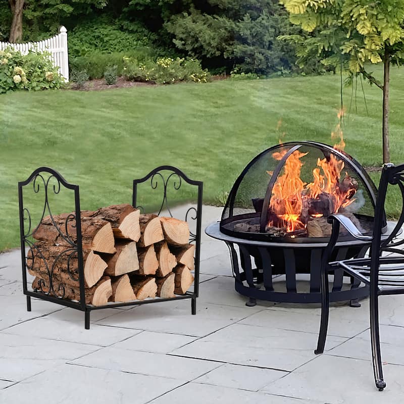 Costway 17'' Firewood Storage Rack Steel Firewood Storage Log Holder - See Details