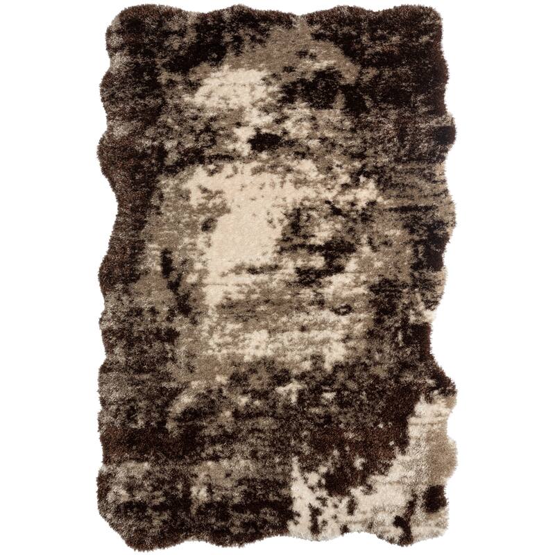 Zenith Abstract Shag Area Rug - Abstract Shape 5'7" x 8'7" - Brown