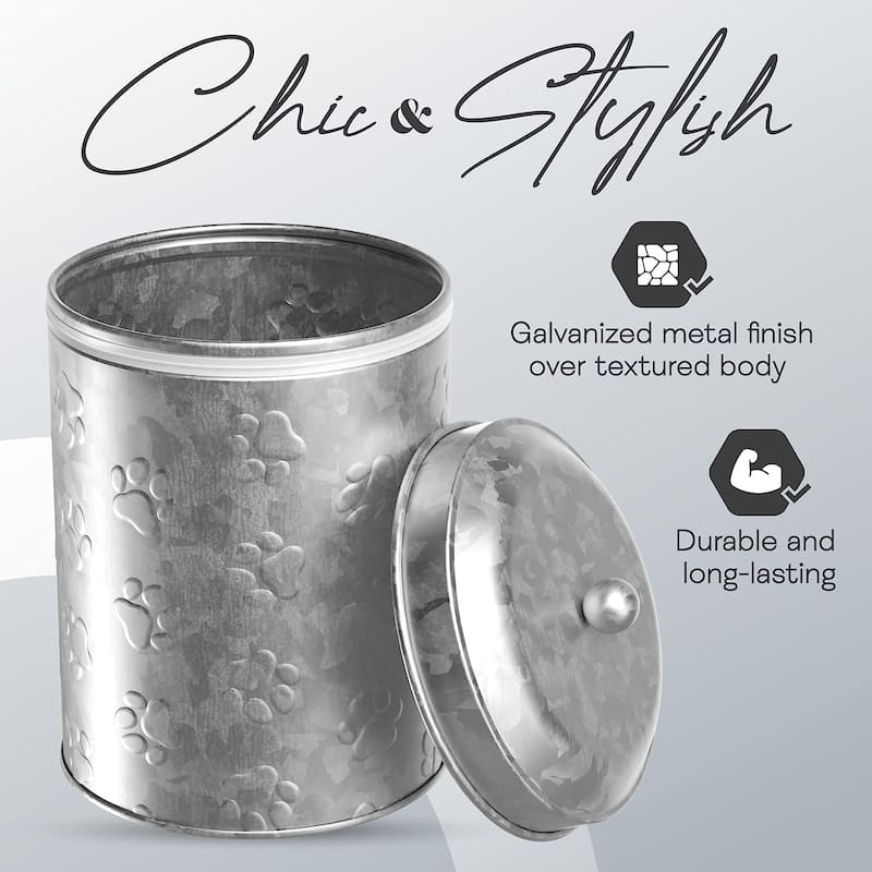 Amici Pet Puppy Paws Galvanized Food Canister