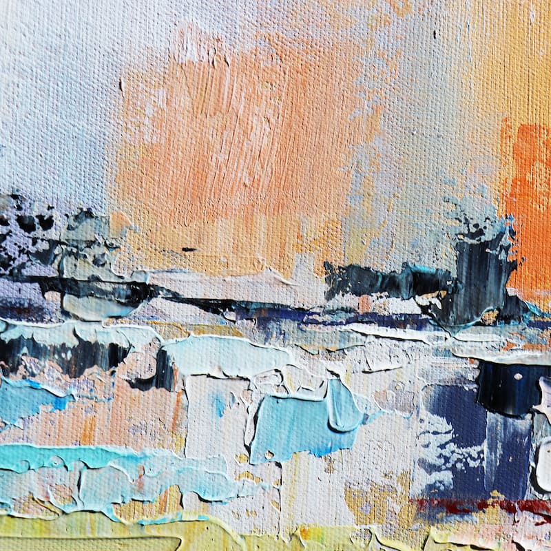 Pasargad Home Mirage Hand-Painted Coastal Landscape Oil Painting