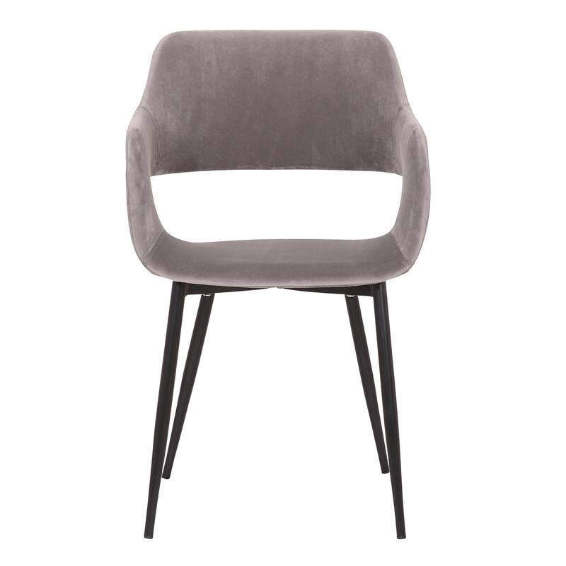 Mid-Century Accent Chair - Grey Dining Room Chair with Open Back Design - Modern Fabric Chair for Home Office
