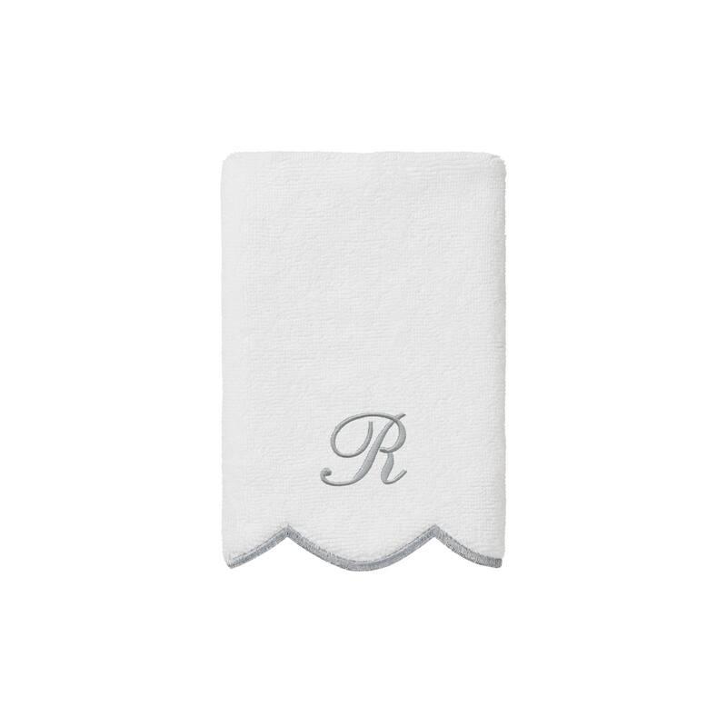 Authentic Hotel and Spa 100% Turkish Cotton Grey ADORNIA Scallop Personalized 3 Piece Towel Set - 3 Piece Set