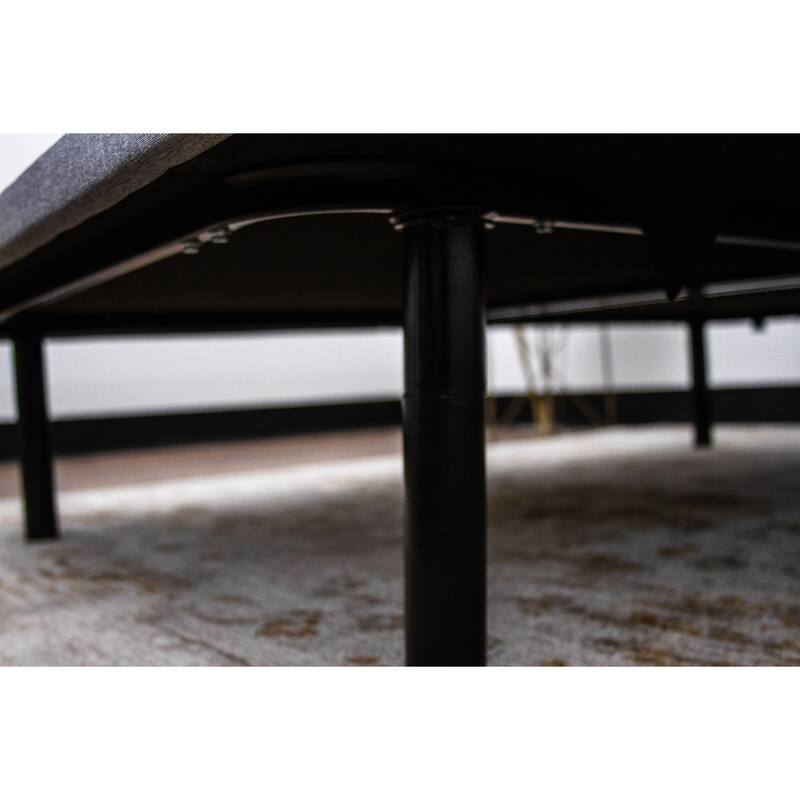 Twin Upholstered Platform Bed with Gray Fabric and Steel Frame