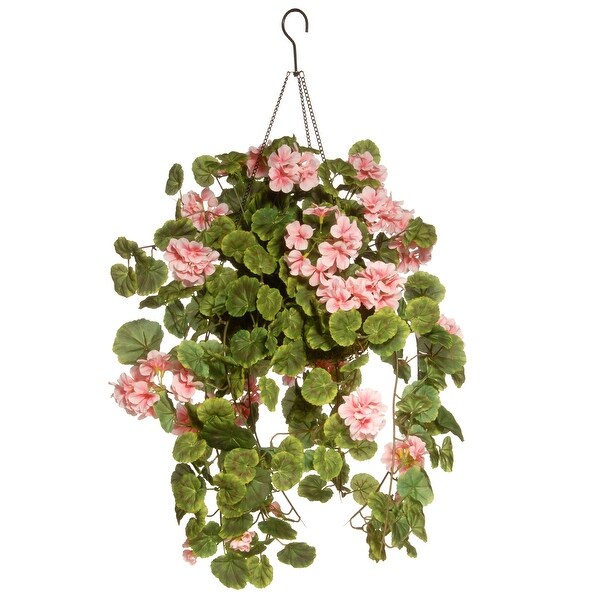 Shop 11" Pink Geranium Flower Hanging Basket Overstock 25603470