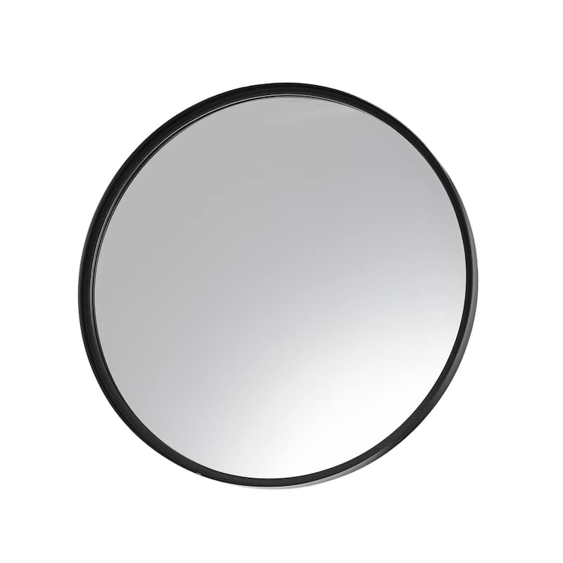 Black 24 in. W x 24 in. H Round Iron Framed Modern Accent Mirror - 24 in. W x 24 in. H x 1.5 in. D