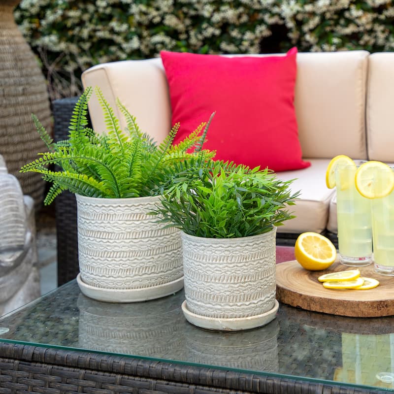 Sagebrook Home Modern Indoor or Outdoor Ceramic Planter Set of 2