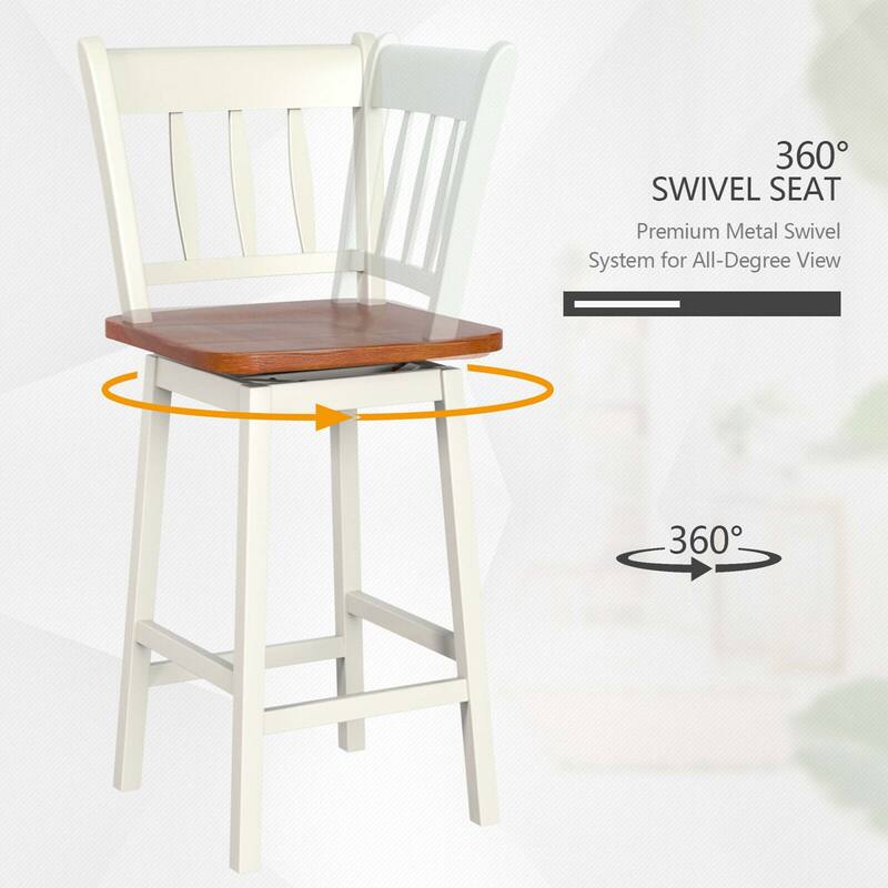 Gymax 4PCS Bar Stool 24.5'' Swivel Counter Height Chair w/ Footrest