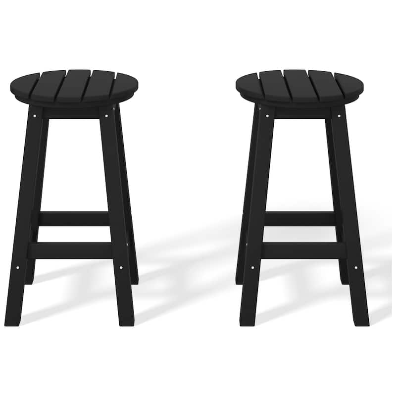 Laguna Hdpe All Weather Outdoor Patio 24" Round Counter Stool (Set Of 2)