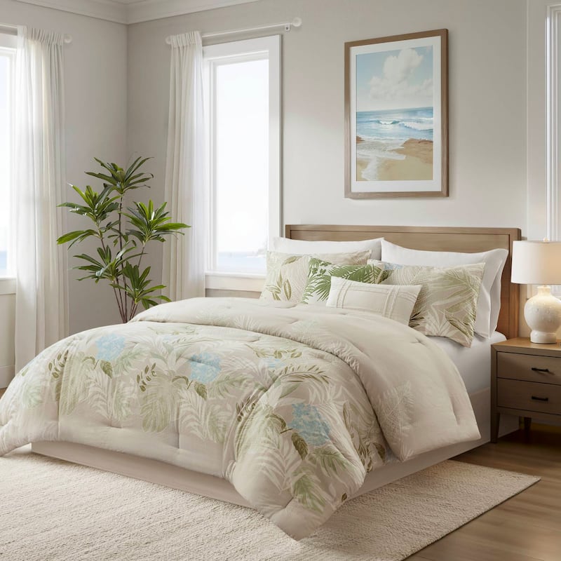 Harbor House Kiawah Island 6 Piece Oversized Cotton Comforter Set with Throw Pillow
