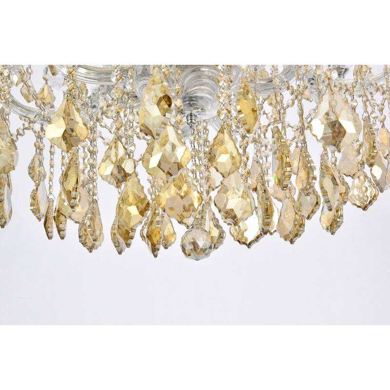 Indigo Home 24 light Chrome Chandelier Golden Teak (Smoky) Royal Cut Crystal