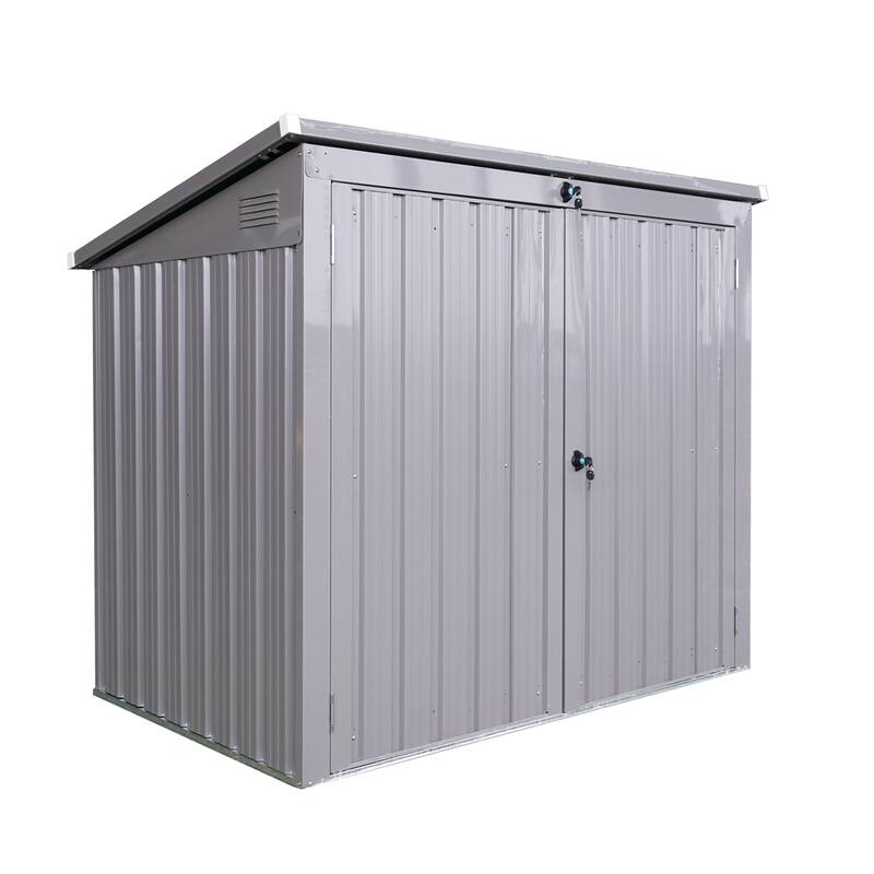GDF Studio - Suncook Outdoor Metal Garbage Bin Shed with Galvanized Steel Storage Design