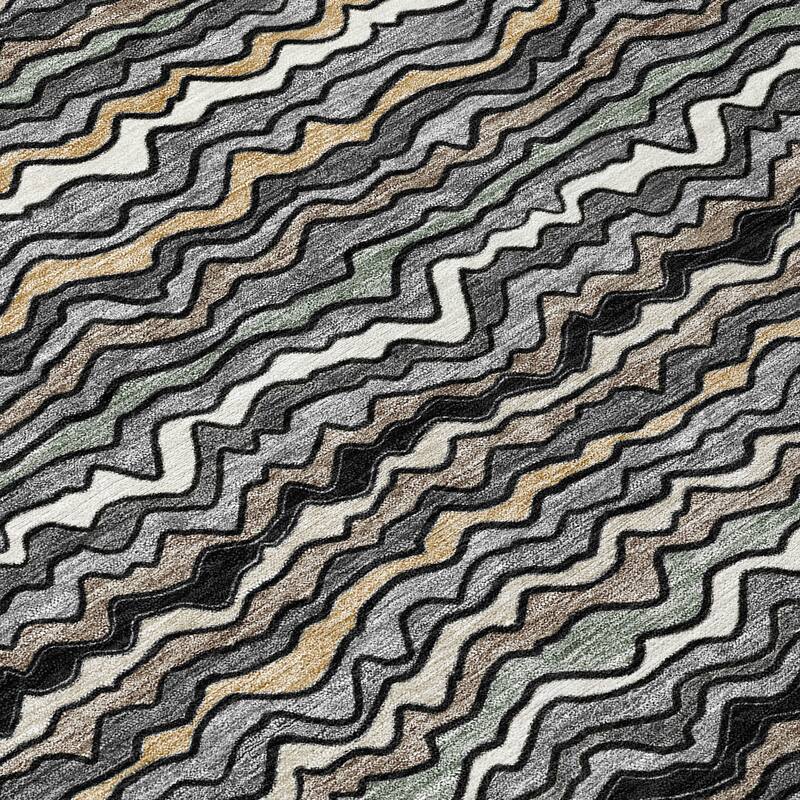 Machine Washable Indoor/ Outdoor Ziggy Stripe Chantille Rug
