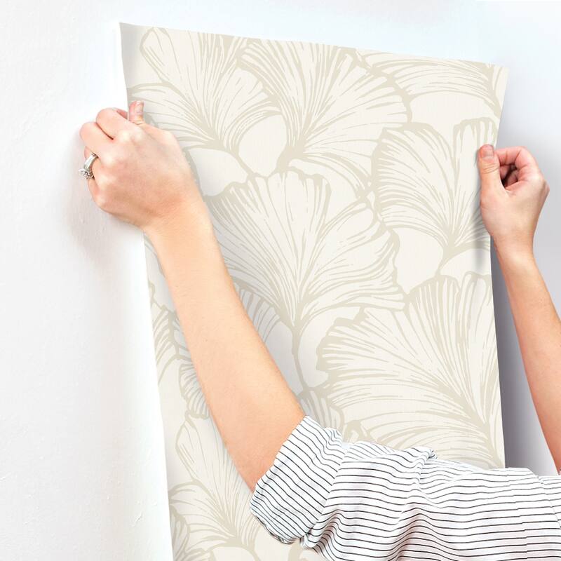 A-Street Prints Kyoto Pearl Ginkgo Leaf Wallpaper