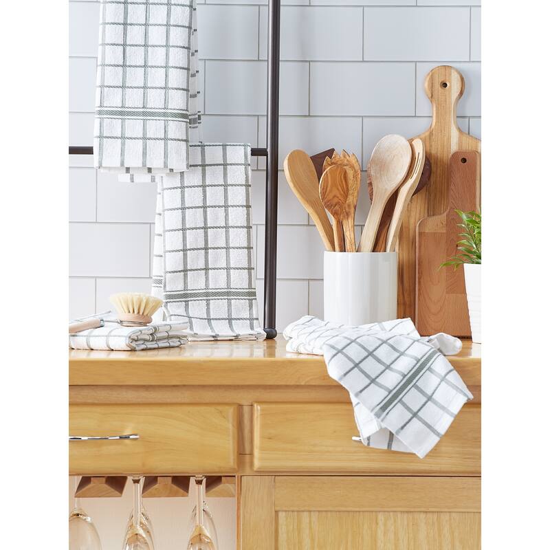 DII Artichoke Windowpane Terry Dishtowel (Set of 4)