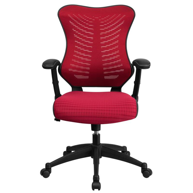 High-Back Mesh Swivel Office Chair with Padded Armrests
