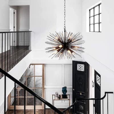 12 Light Sputnik Chandelier in Black finish