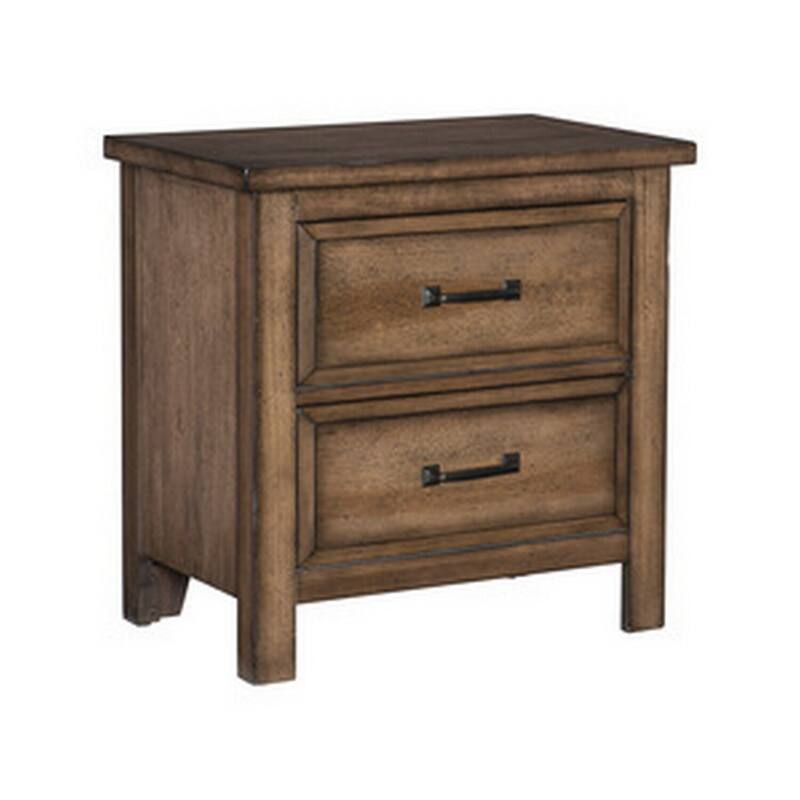 Brown/Black 2 Drawer 17 in. W Nightstand with Sturdy Hardware and Ample Storage