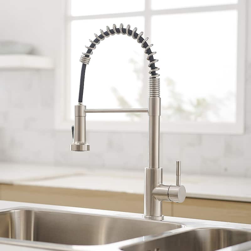 Matte Black and Brushed Nickel Single Handle Pull Out Sprayer Kitchen Faucet with Advanced Spray Kitchen Tap